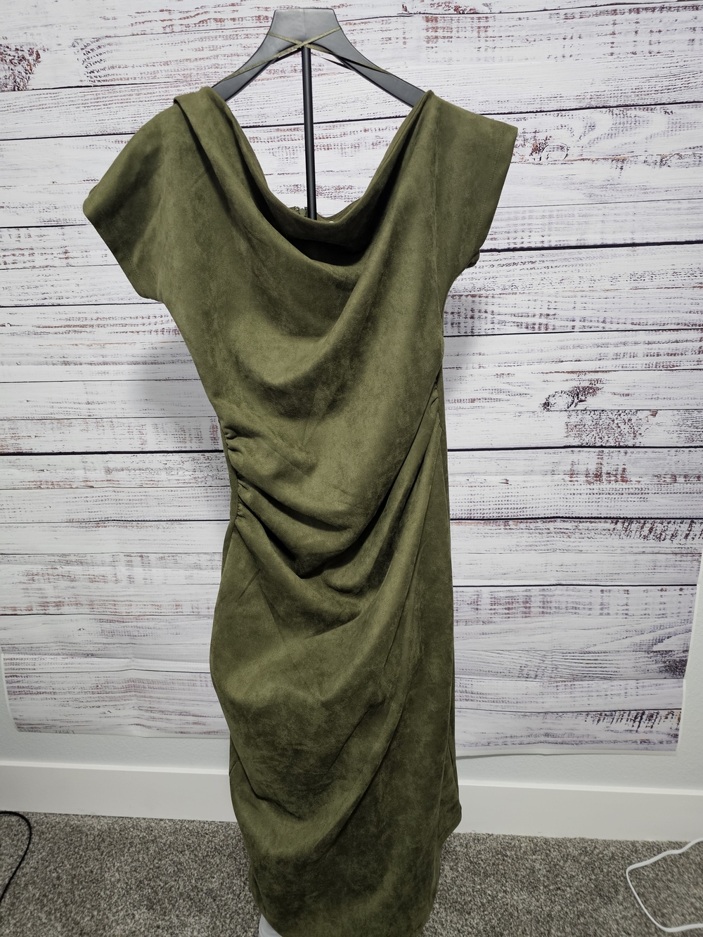 Gibson Latimer Olive Draped Midi Dress